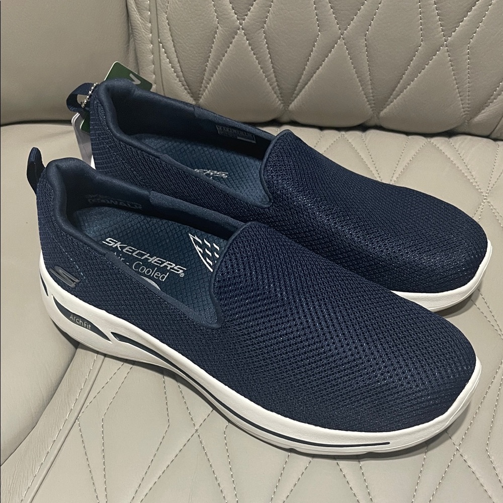 Skechers Navy Go Walk Arch Fit Slip-Ons - Picture 3 of 8